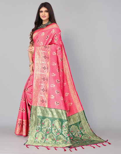 Pink And Golden Silk Saree | Sudathi