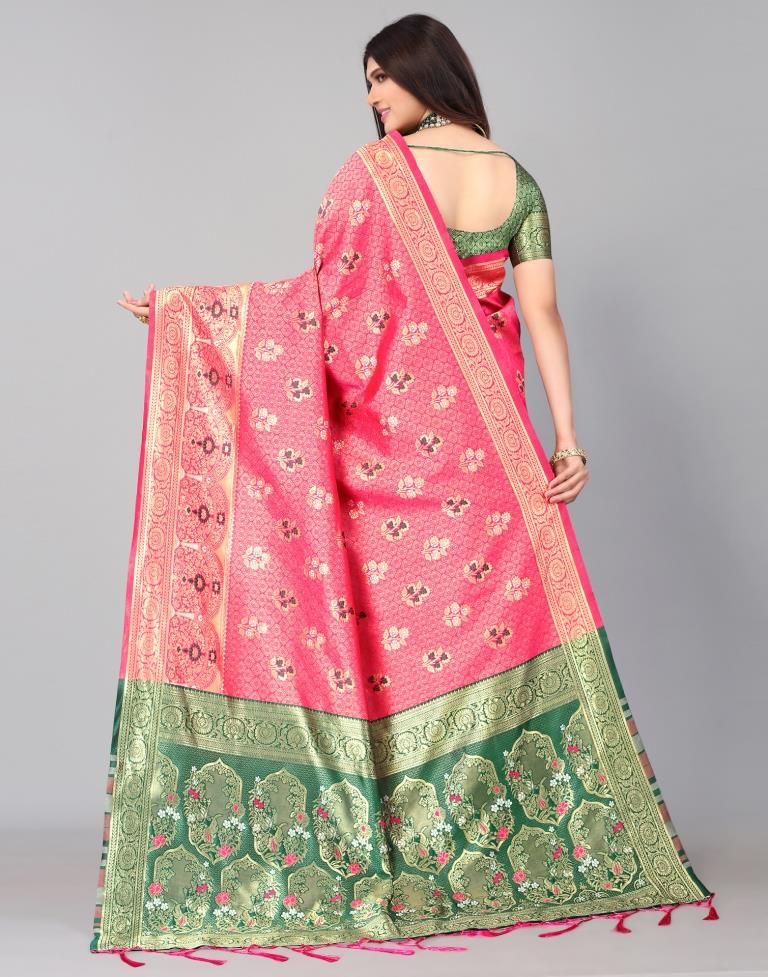 Pink And Golden Silk Saree | Sudathi