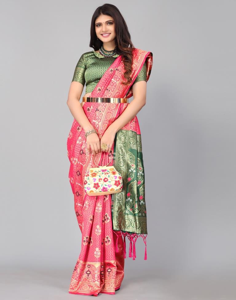Pink And Golden Silk Saree | Sudathi