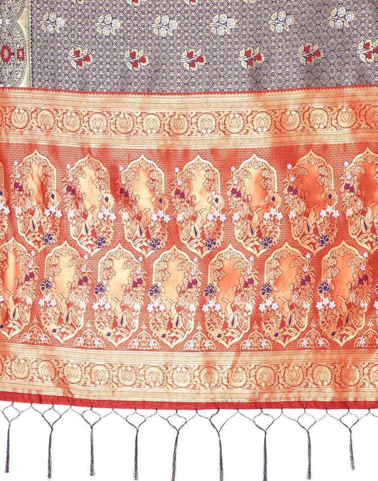 Navy Blue And Golden Silk Saree | Sudathi