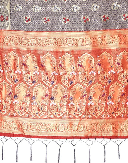 Navy Blue And Golden Silk Saree | Sudathi