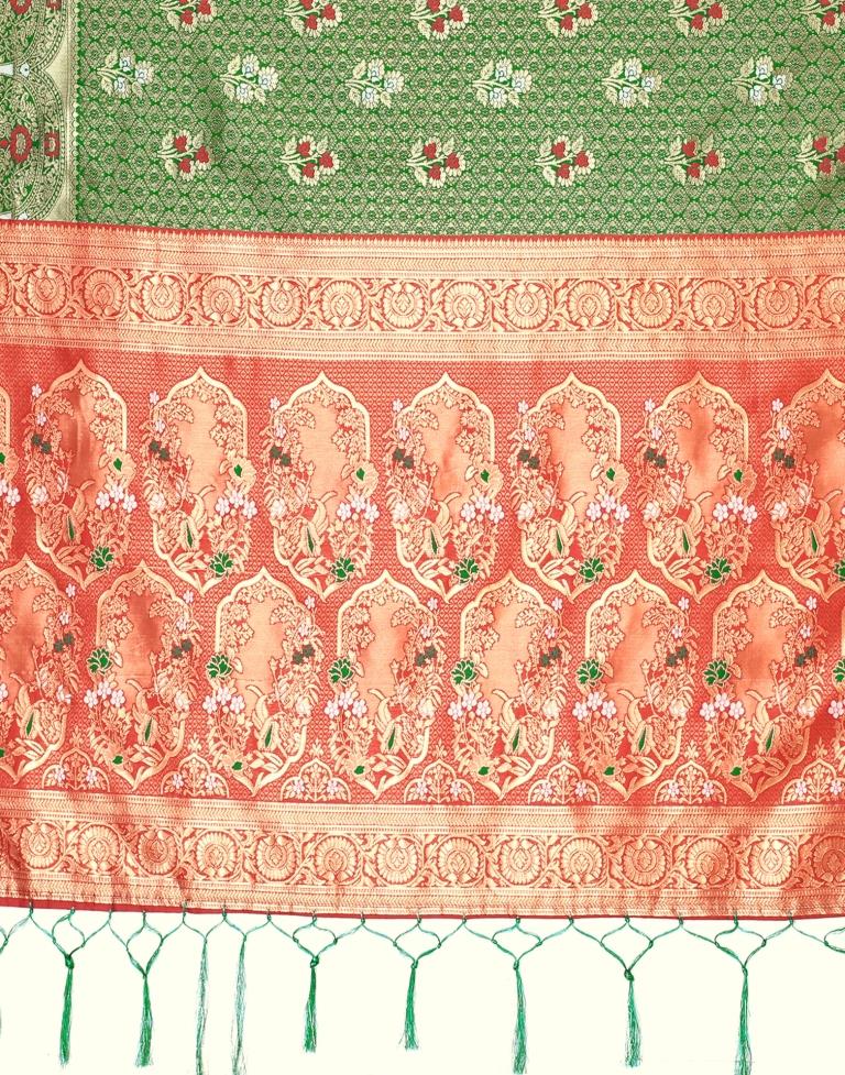 Green And Golden Silk Saree | Sudathi