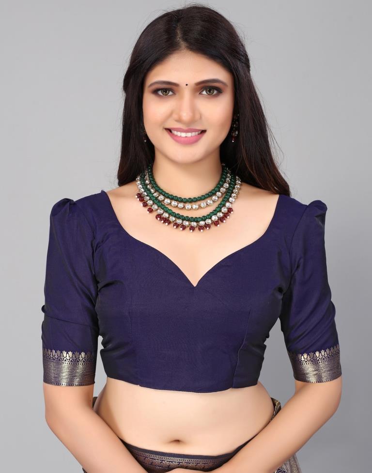 Navy Blue And Golden Silk Saree | Leemboodi