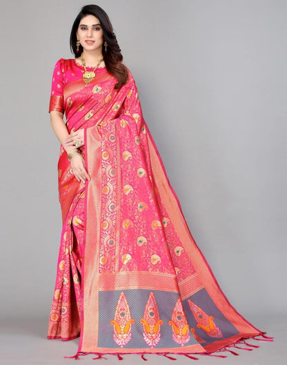 Pink Banarasi Silk Saree | Leemboodi