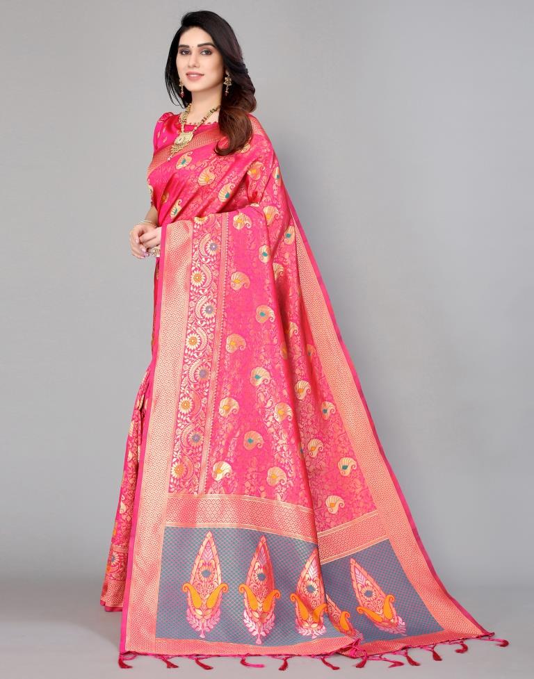 Pink Banarasi Silk Saree | Leemboodi