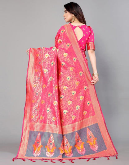 Pink Banarasi Silk Saree | Leemboodi