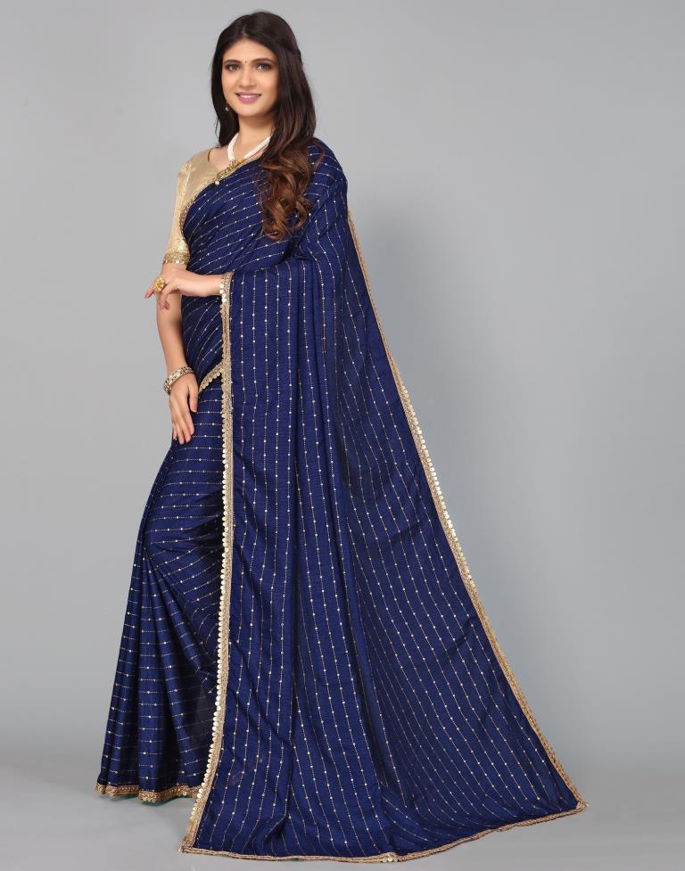Navy Blue Silk Saree | Leemboodi