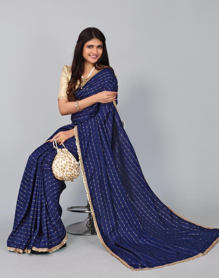 Navy Blue Silk Saree | Leemboodi