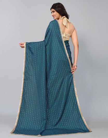 Teal Blue Silk Saree | Leemboodi