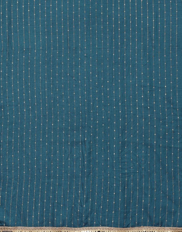 Teal Blue Silk Saree | Leemboodi