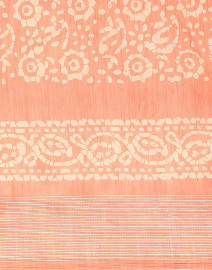 Peach And Cream Cotton Saree | Leemboodi