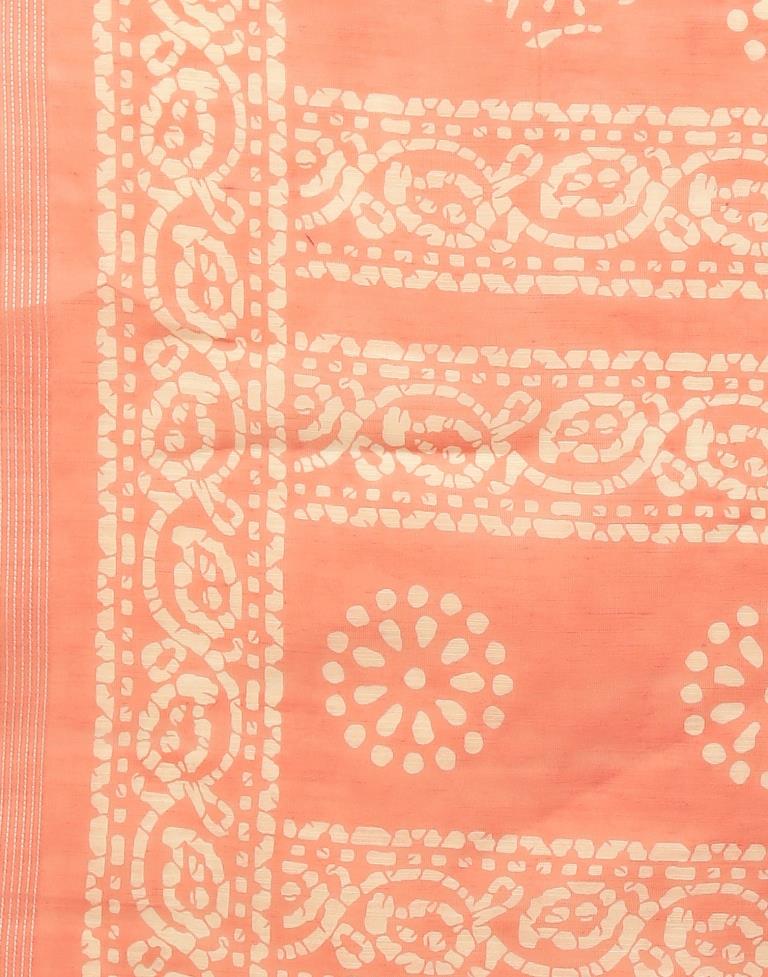 Peach And Cream Cotton Saree | Leemboodi