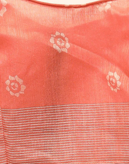Peach And Cream Cotton Saree | Leemboodi