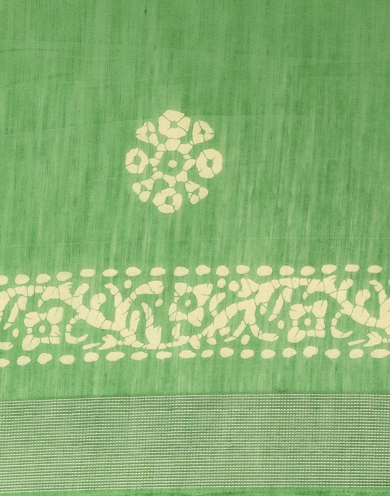 Light Green And Cream Cotton Saree | Leemboodi