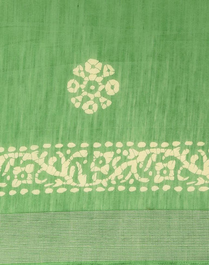 Light Green And Cream Cotton Saree | Leemboodi