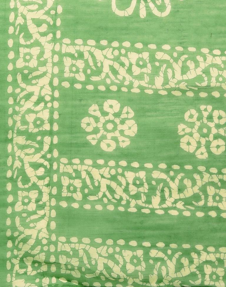 Light Green And Cream Cotton Saree | Leemboodi