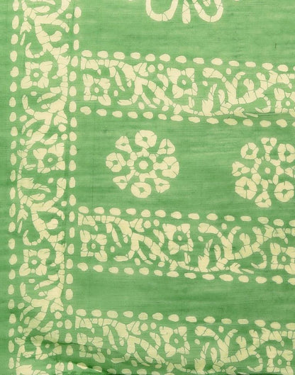 Light Green And Cream Cotton Saree | Leemboodi