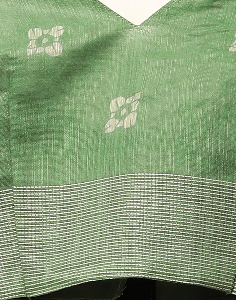 Light Green And Cream Cotton Saree | Leemboodi
