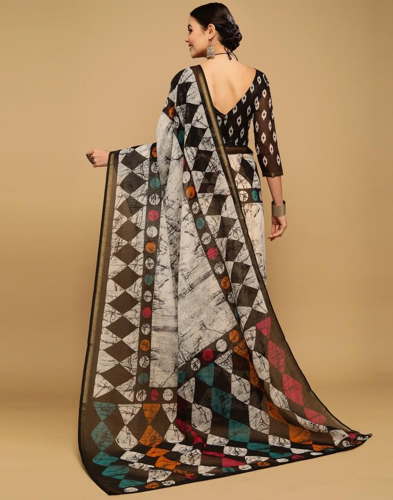 White And Grey Cotton Saree | Sudathi