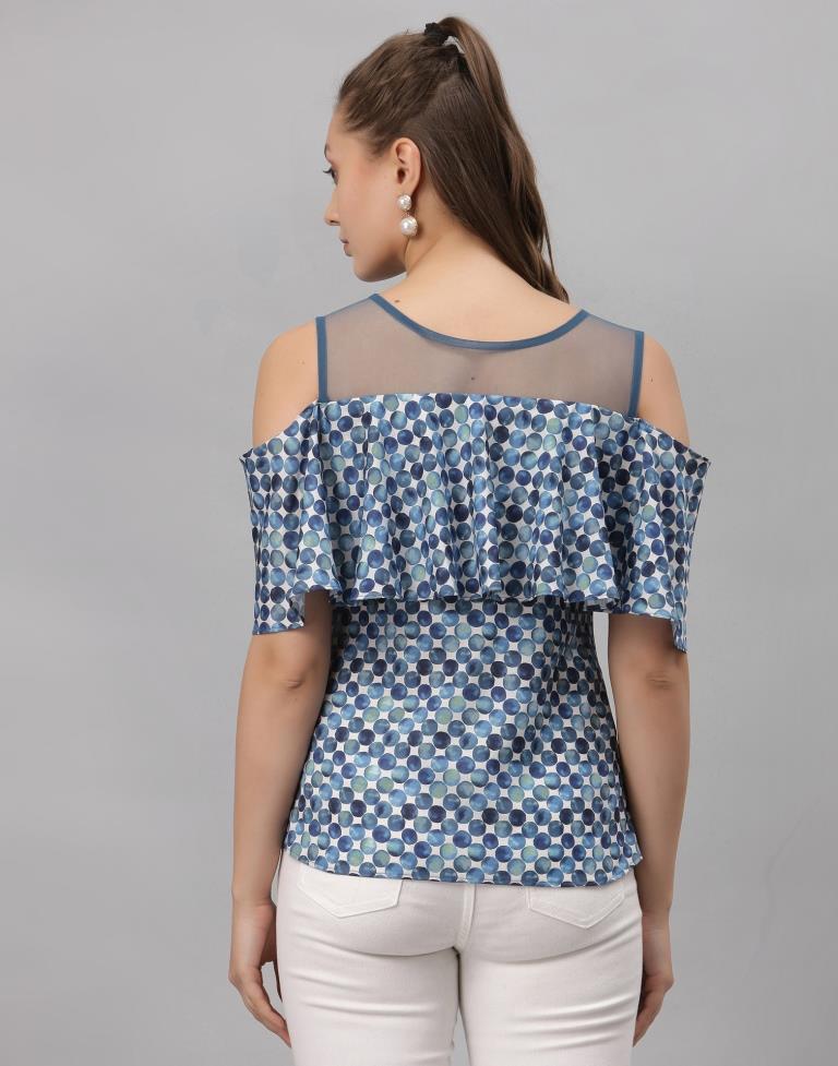 Blue Colored Crepe Digital Printed Top | Sudathi