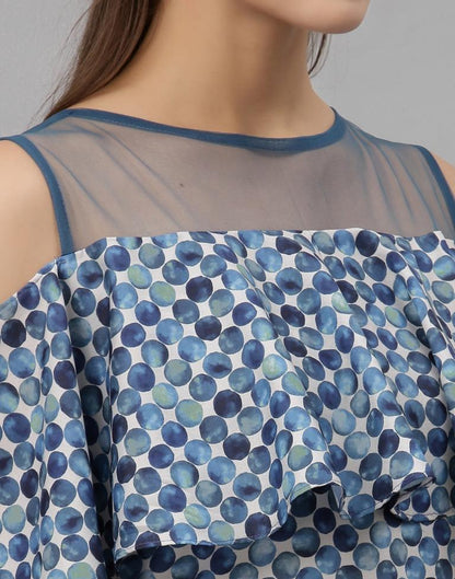 Blue Colored Crepe Digital Printed Top | Sudathi