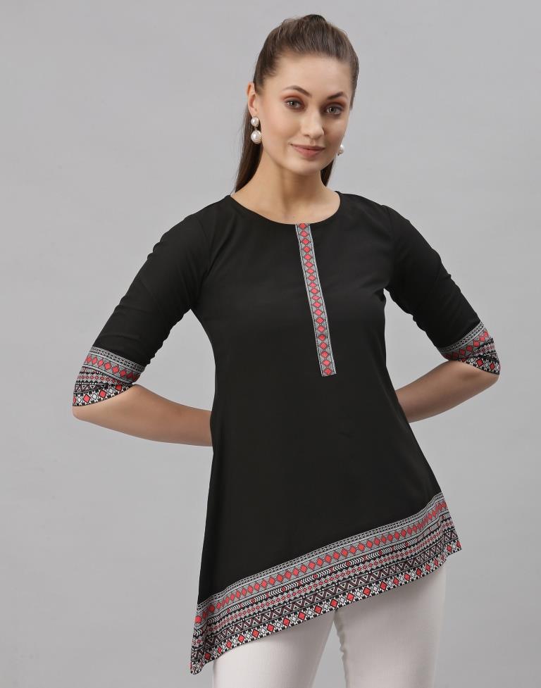 Black Digital Printed Top | Sudathi