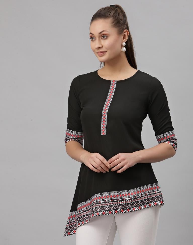 Black Digital Printed Top | Sudathi