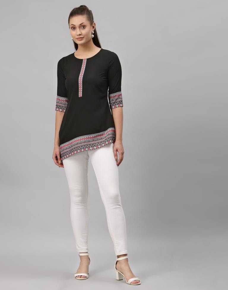 Black Digital Printed Top | Sudathi