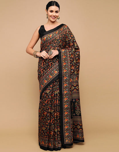 Black Printed Organza Saree | Leemboodi