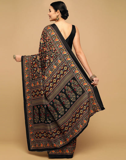 Black Printed Organza Saree | Leemboodi
