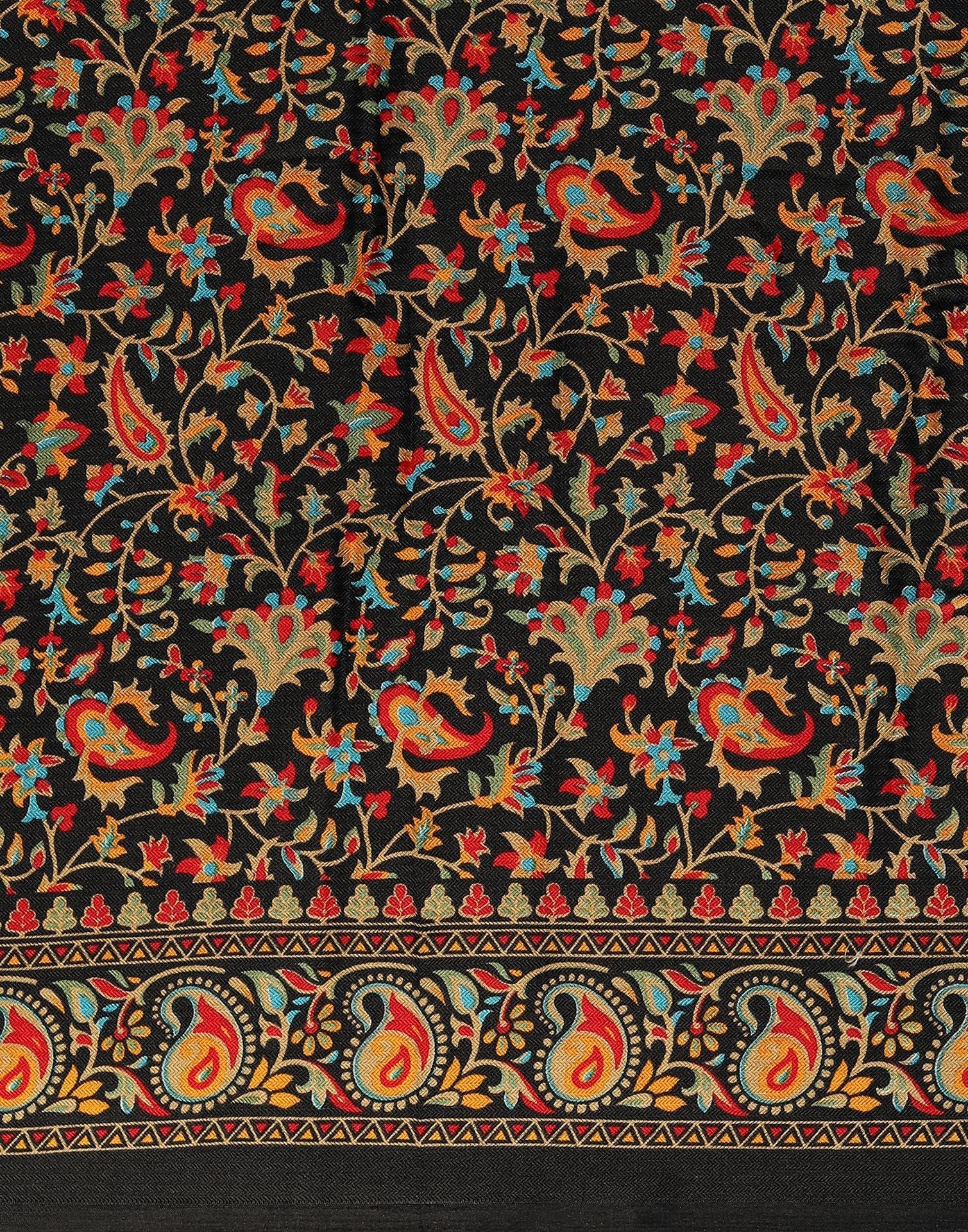 Black Printed Organza Saree | Leemboodi