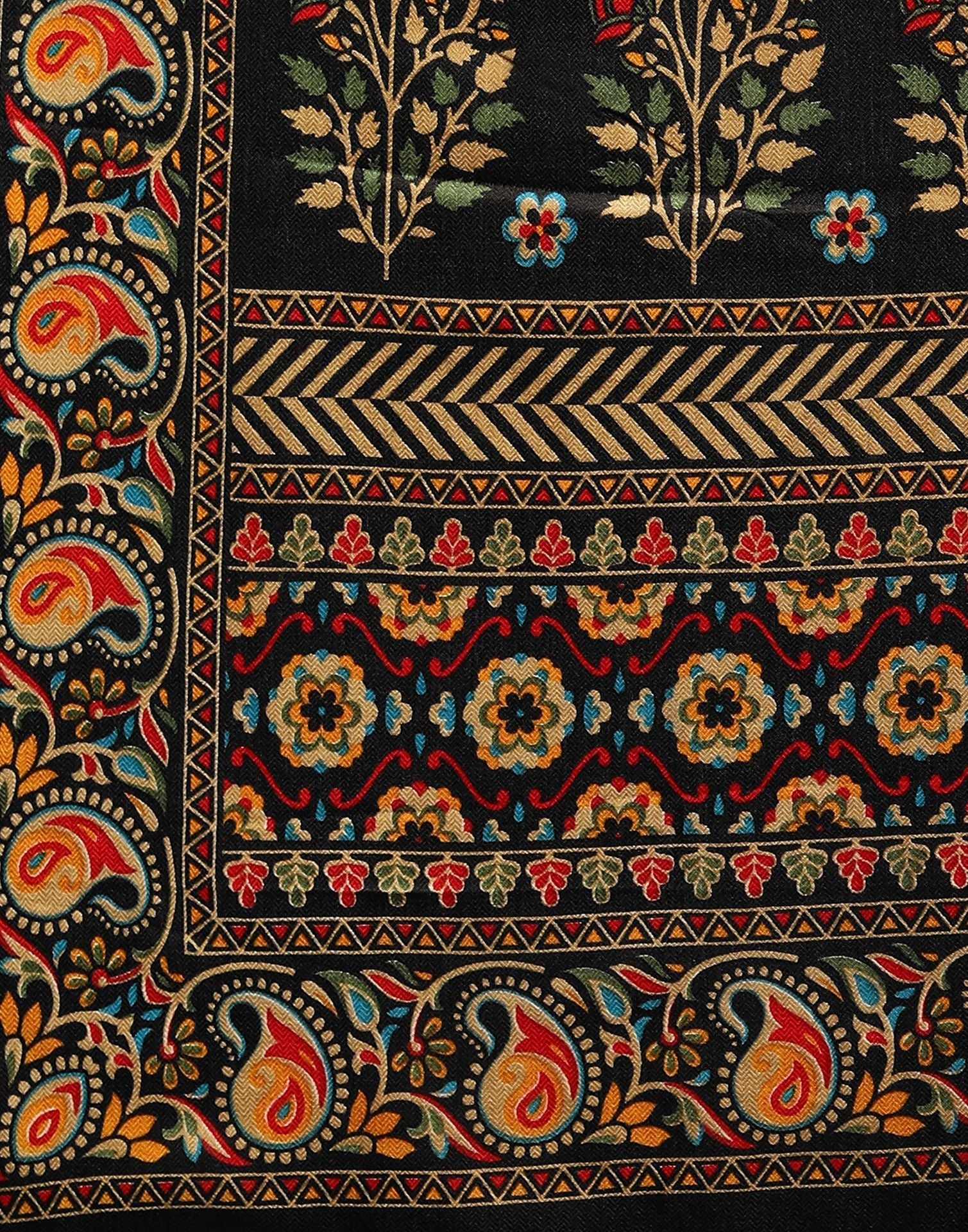 Black Printed Organza Saree | Leemboodi