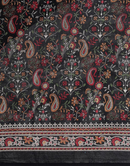 Black Printed Polyester Saree