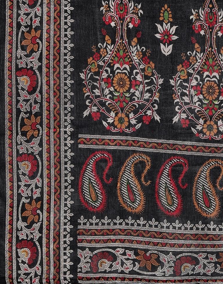 Black Printed Polyester Saree