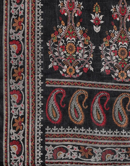 Black Printed Polyester Saree