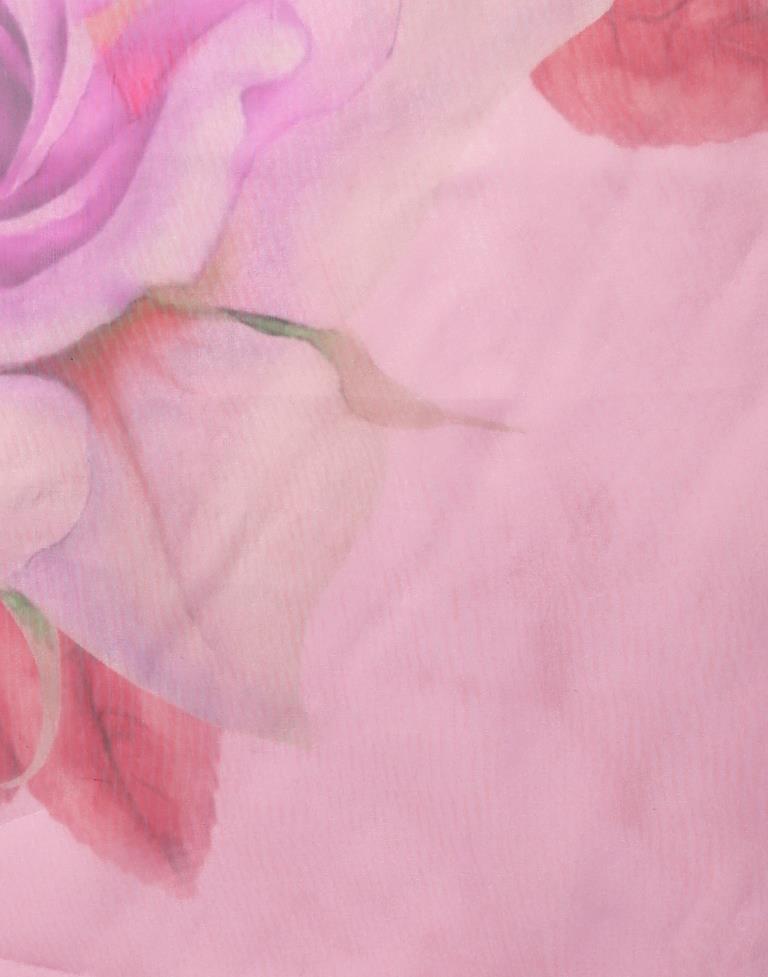 Light Pink Printed Organza Saree | Sudathi