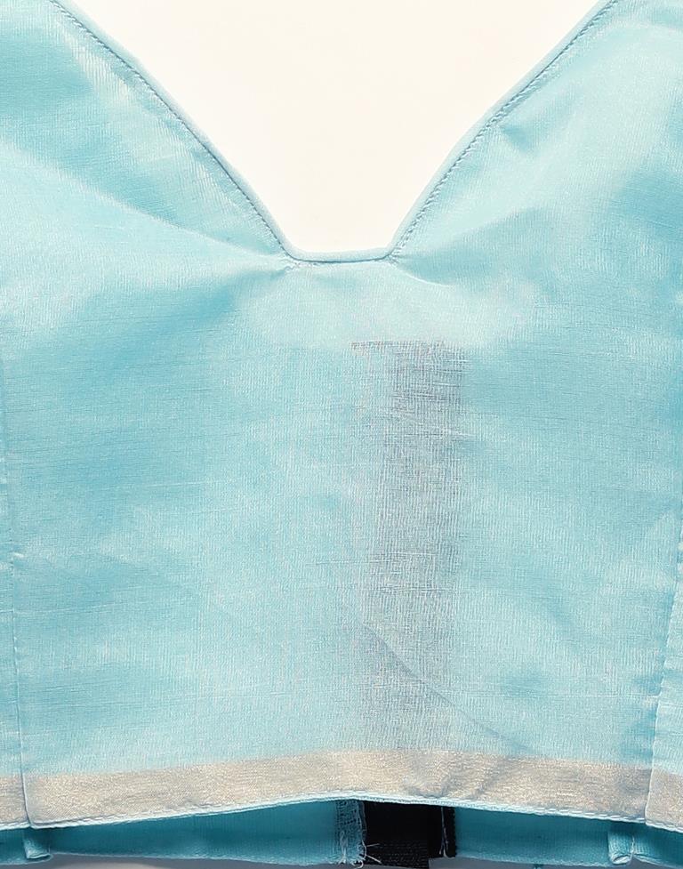 Light Blue Printed Organza Saree | Sudathi