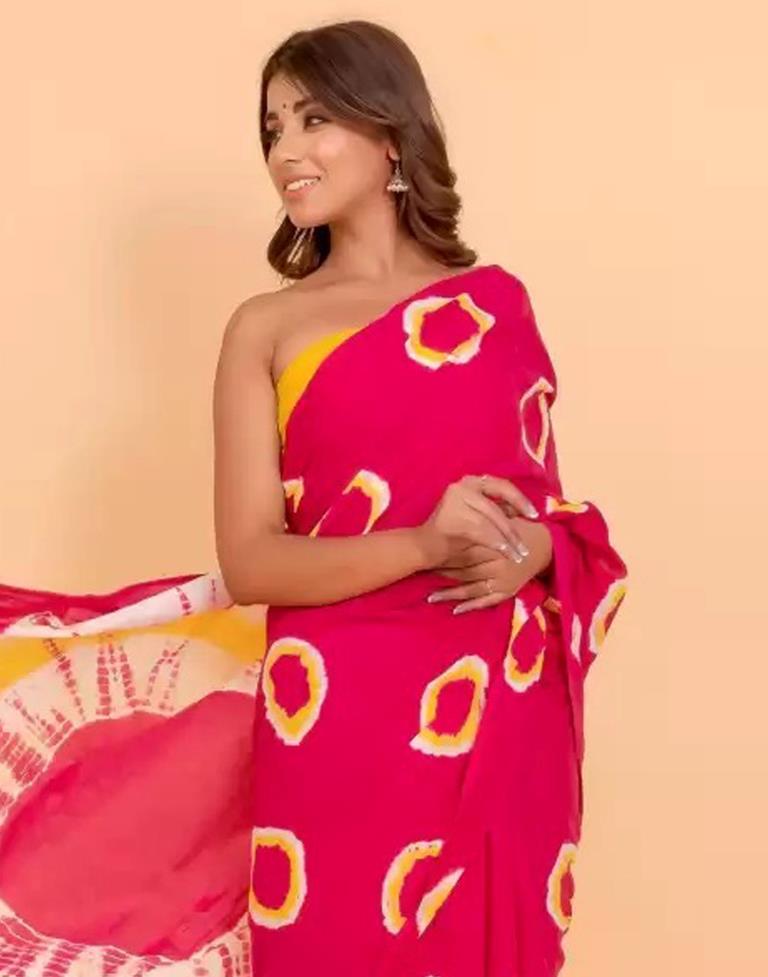 Pink Cotton Tie And Dye Saree | Sudathi