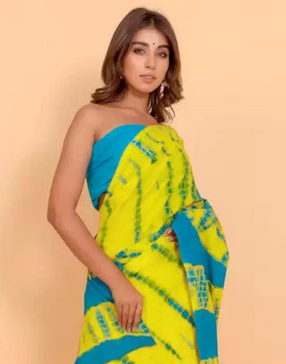 Yellow And Blue Tie And Dye Saree | Sudathi