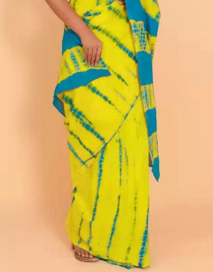 Yellow And Blue Tie And Dye Saree | Sudathi