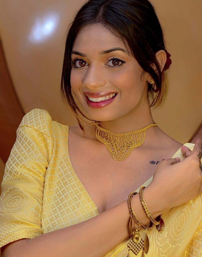 Golden Art Silk Jacquard Saree | Leemboodi