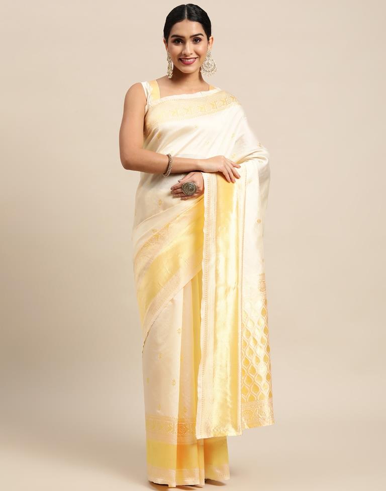 Cream Banarasi Silk Saree | Leemboodi