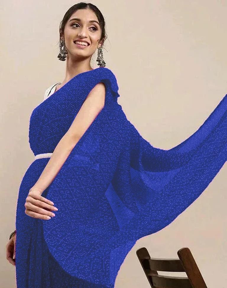 Royal Blue Bandhani Georgette Saree