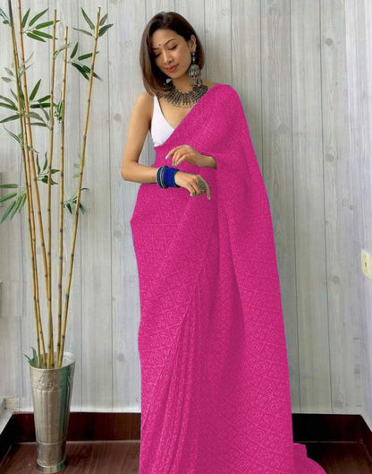 Pink Bandhani Georgette Saree