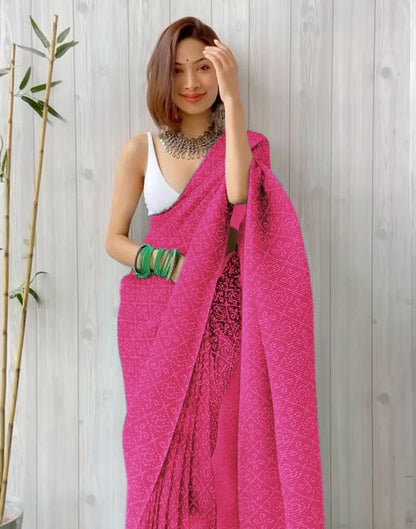 Pink Bandhani Georgette Saree