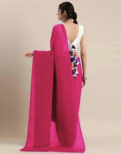 Pink Bandhani Georgette Saree