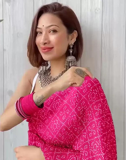 Pink Bandhani Georgette Saree