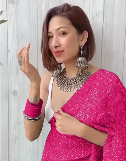 Pink Bandhani Georgette Saree