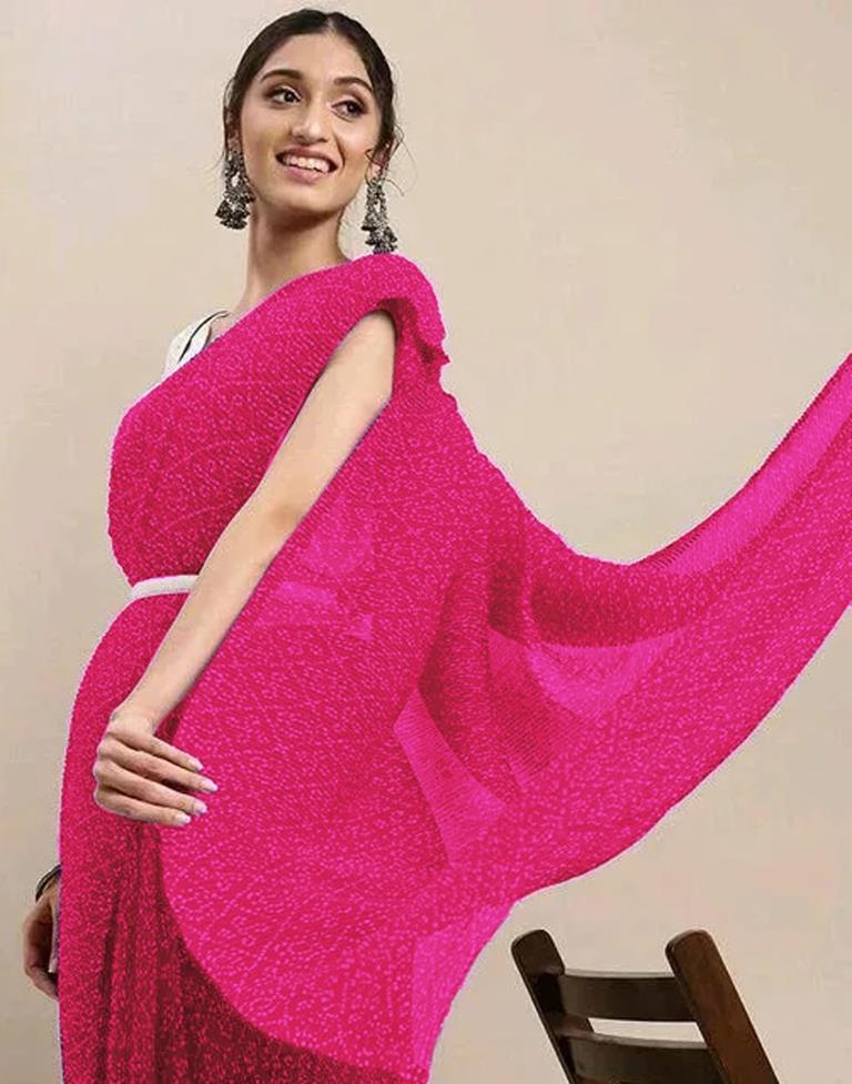 Pink Bandhani Georgette Saree