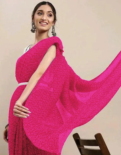 Pink Bandhani Georgette Saree